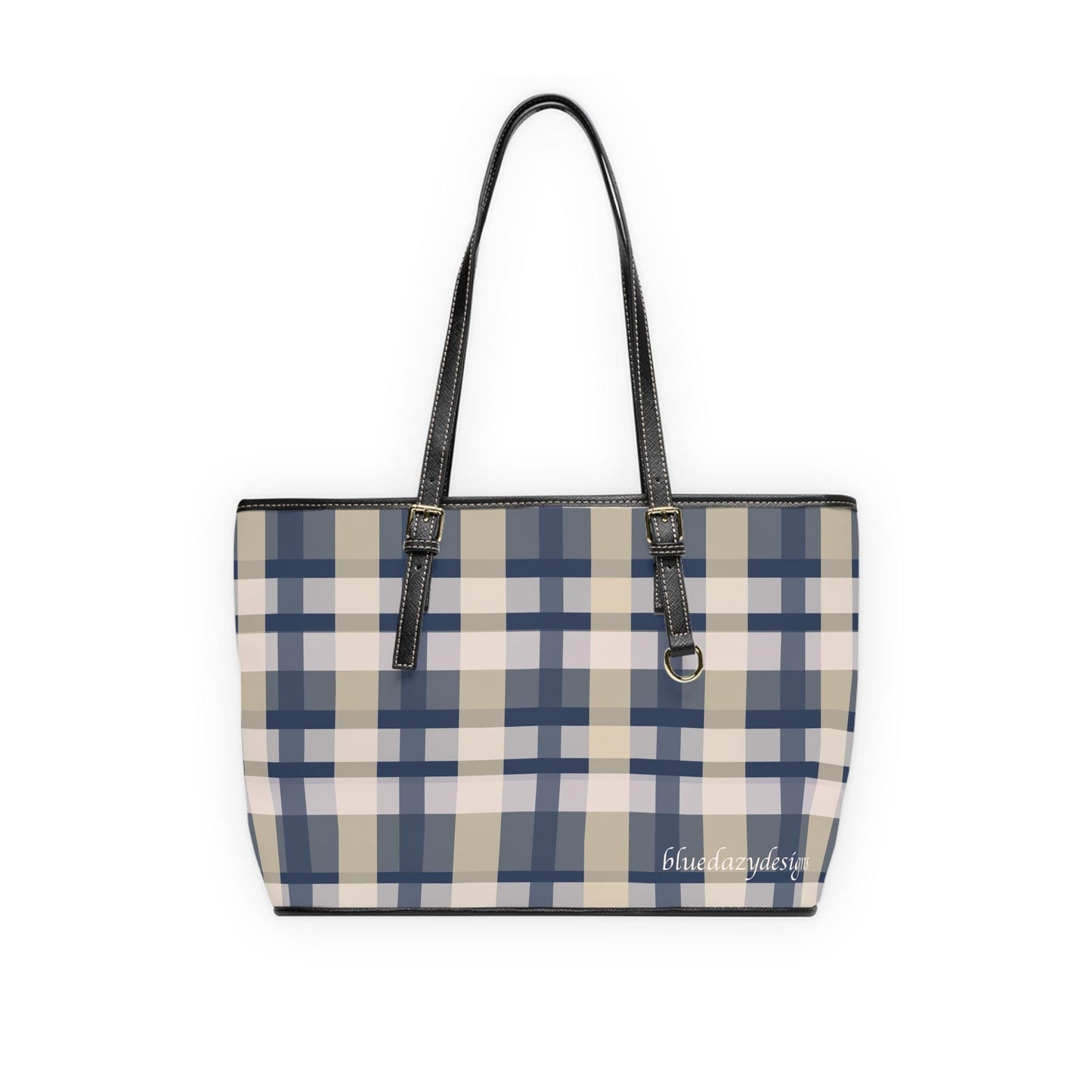 Plaid Shoulder Bag, Blue, White and Tan Plaid Design, Crossbody Purse, Tartan Handbag, Checkered Tote Bag, Fashion Statement Accessory