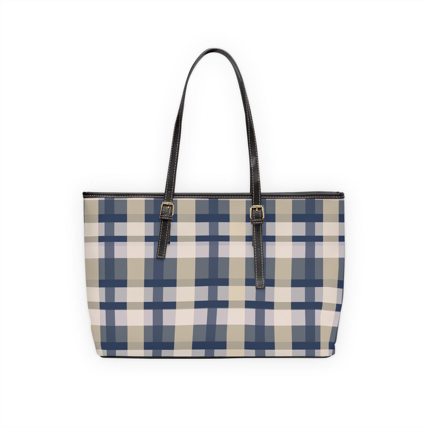 Plaid Shoulder Bag, Blue, White and Tan Plaid Design, Crossbody Purse, Tartan Handbag, Checkered Tote Bag, Fashion Statement Accessory