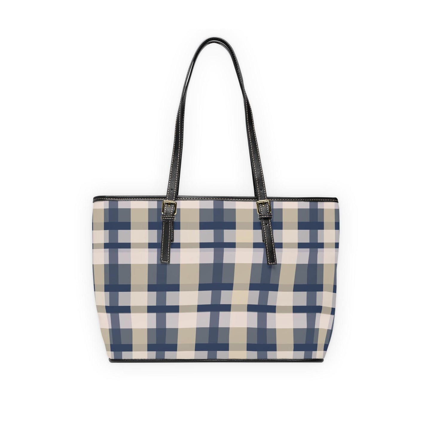 Plaid Shoulder Bag, Blue, White and Tan Plaid Design, Crossbody Purse, Tartan Handbag, Checkered Tote Bag, Fashion Statement Accessory
