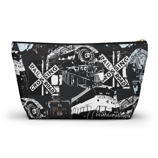 Train Pattern Zipper Pouch with T bottom | Train Zipper Travel Bag | Travel with Ease Pouch | Travel Accessory Pouch Train print