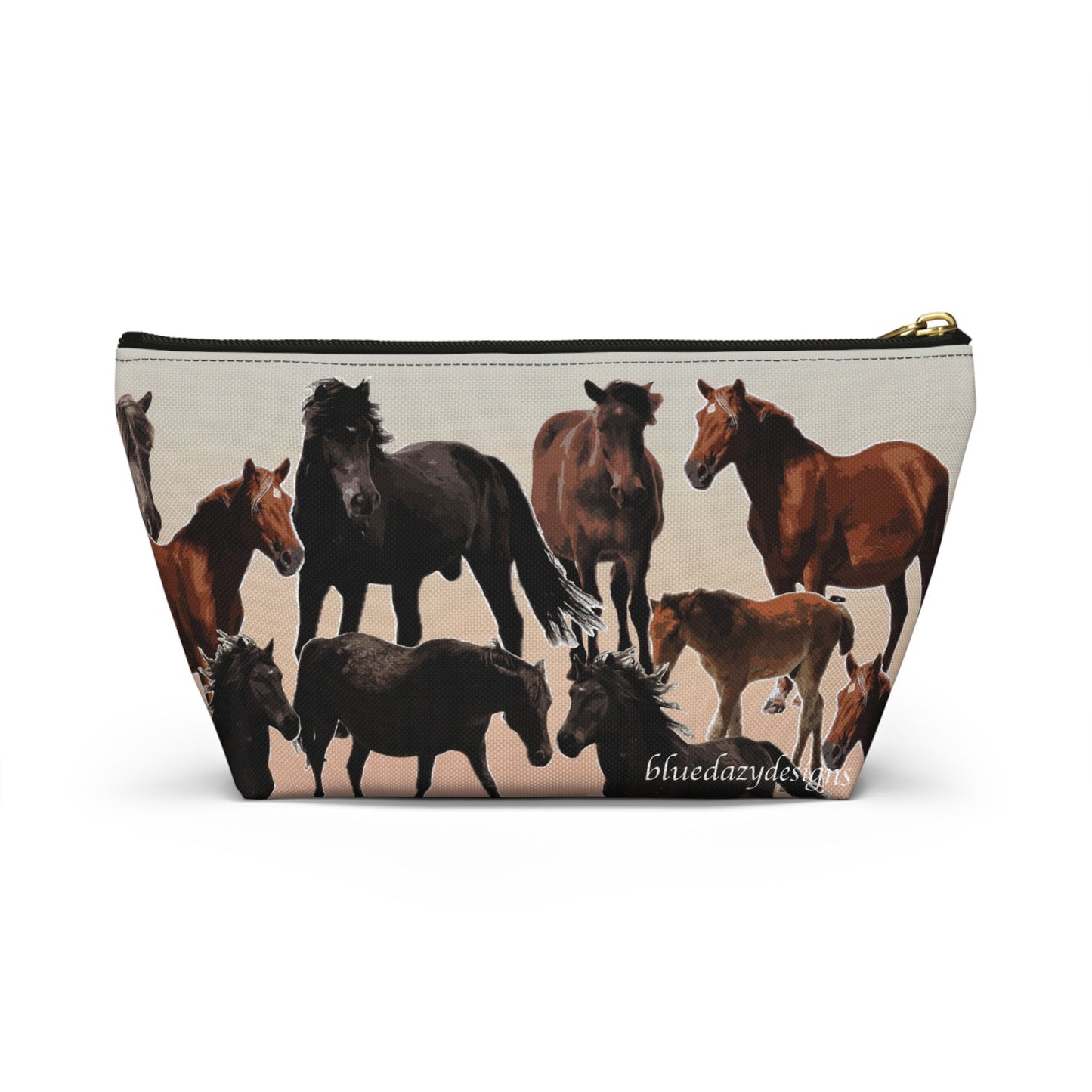 Horse Print Zipper Pouch | Wild Horse Lovers Gift | Western Accessories Bag | Wild Horse Travel Pouch | Equestrian Zipper Pouch | Horse Tote