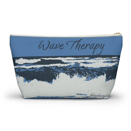 Great Wave T Bottom Pouch, Boho Beach Ocean Wave Pouch, Ocean T bottom Pouch with quote, All Purpose Pouch,Beach Ocean Wave Accessory Pouch