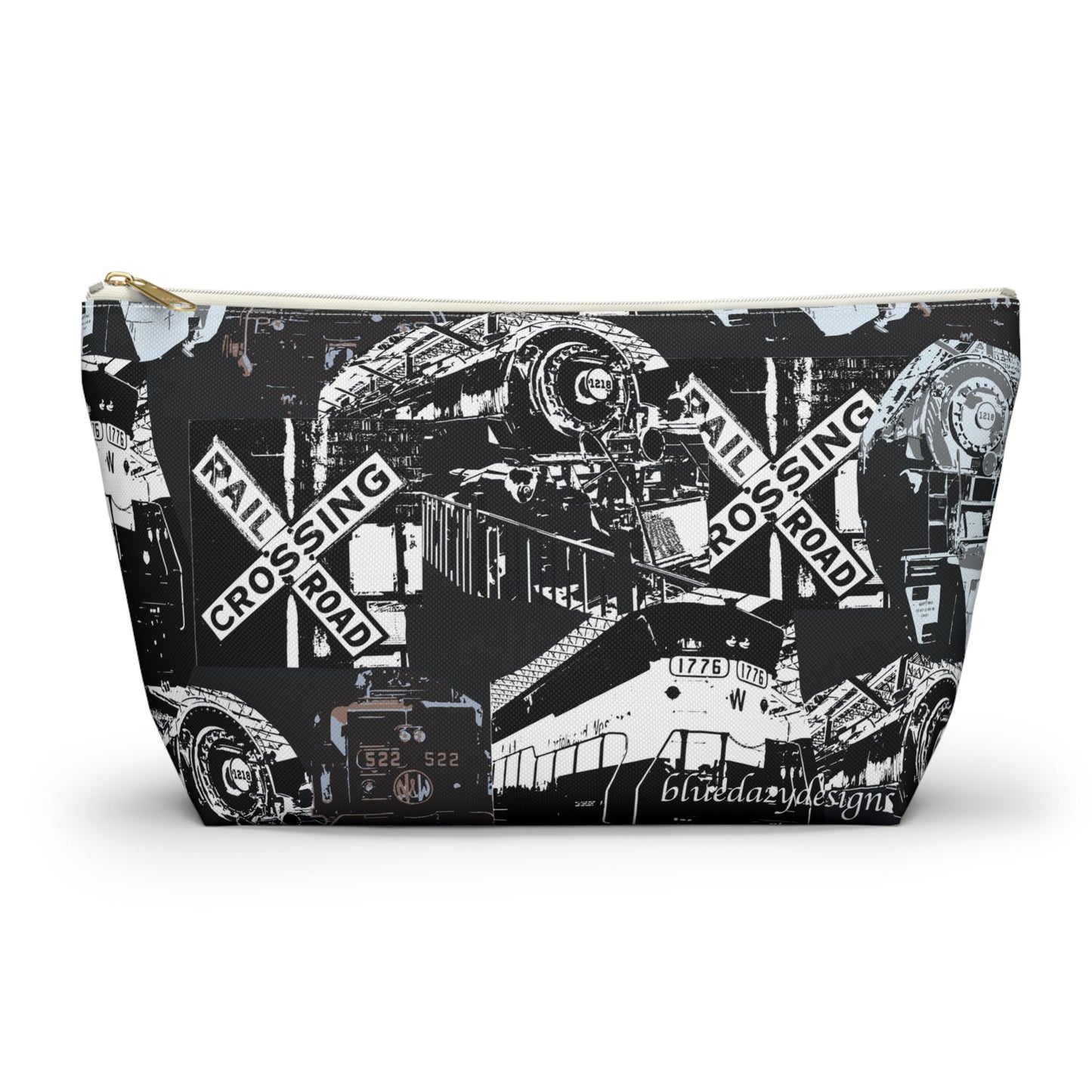 Train Pattern Zipper Pouch with T bottom | Train Zipper Travel Bag | Travel with Ease Pouch | Travel Accessory Pouch Train print