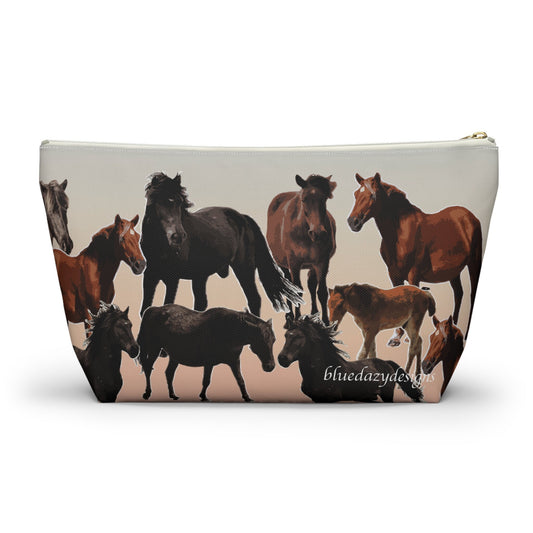 Horse Print Zipper Pouch | Wild Horse Lovers Gift | Western Accessories Bag | Wild Horse Travel Pouch | Equestrian Zipper Pouch | Horse Tote